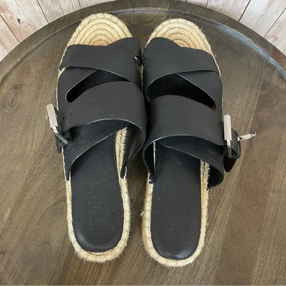 Marc Fisher Black Venita Buckle Espadrille Slide Sandal Size 10 Women - Picture 6 of 11